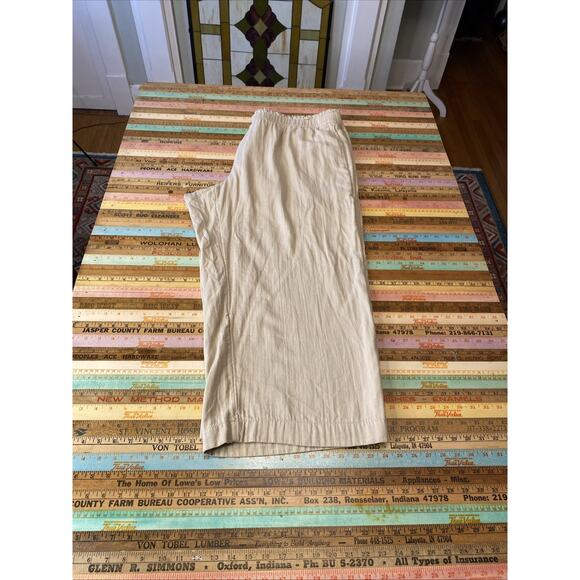 Old Navy 2X High Waisted Pull On Elastic Wide Leg Pant Gauzy 100% Cotton Beige - Picture 2 of 13